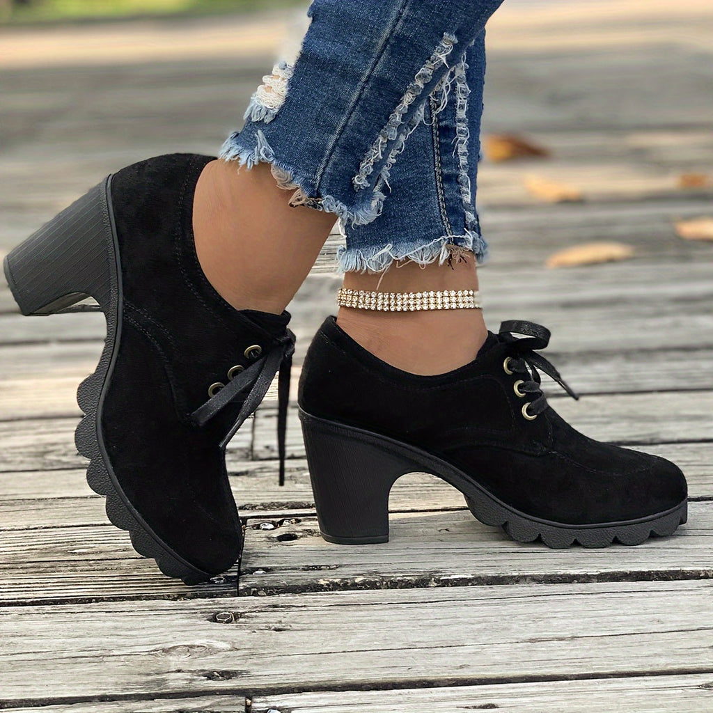 WW | Einfache Damen Plateauschuhe Mit Schnürsenkeln