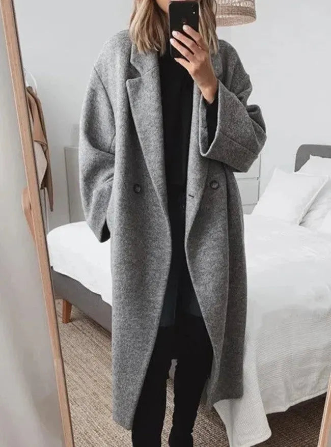 W&W Mode | Oversize Damen-Mantel Mit Reverskragen aus edlem Mischgewebe