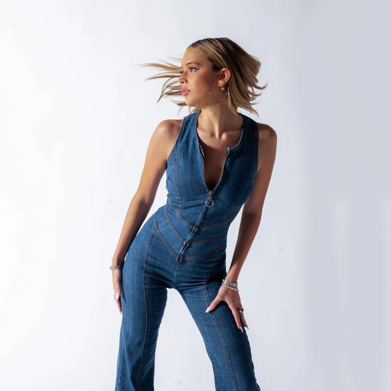 W&W Mode | Denim-Overall mit Reißverschlussdetail für Damen