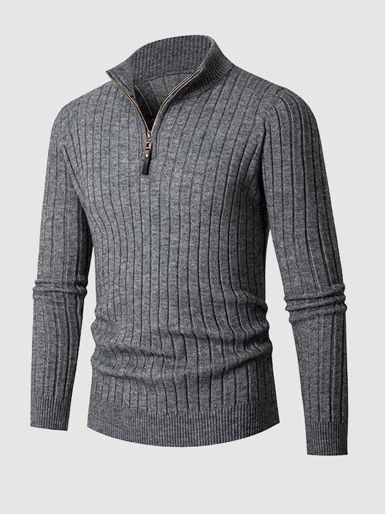 WW | Herren Freizeitpullover Mit Reißverschluss Aus Kabelstrick