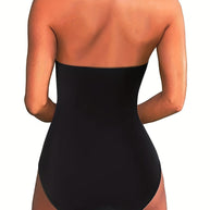 WW Neckholder-Badeanzug mit V-Ausschnitt und Aufdruck