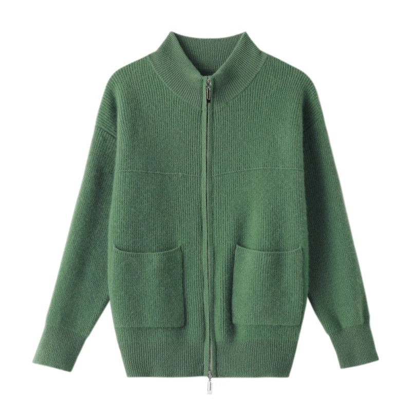 WW | Gemütlicher Strick Cardigan mit Stehkragen und Reißverschluss