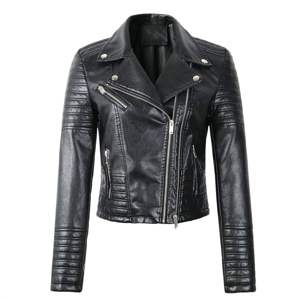 W&W Mode - Revers Reißverschluss Slim Fit Lederjacke