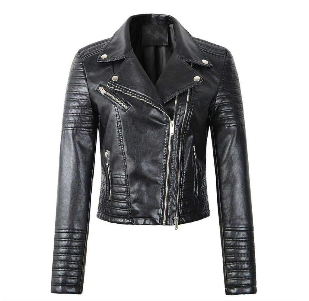 WW - Revers Reißverschluss Slim Fit Lederjacke