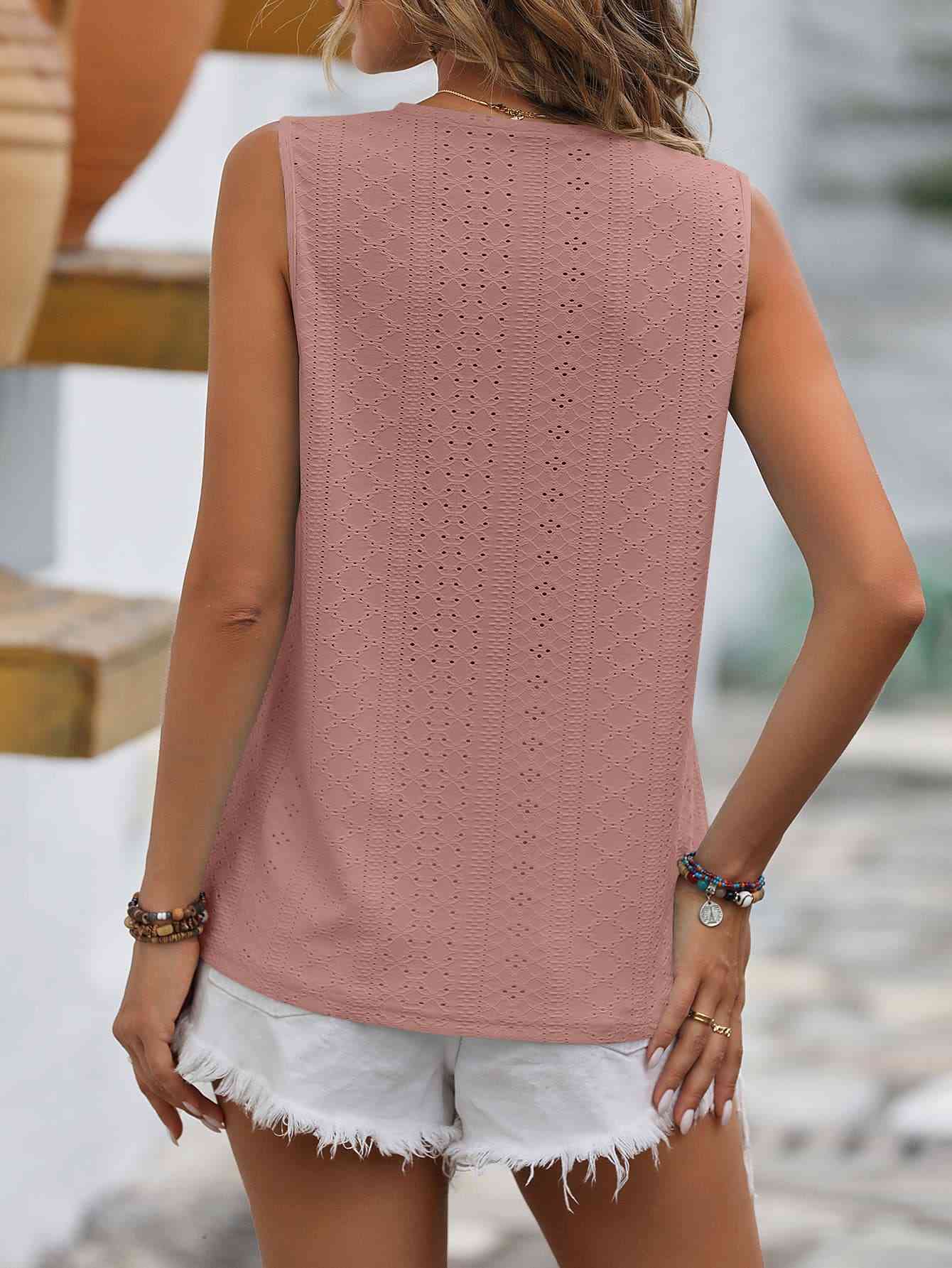 WW | Gespaltene Spitze V-Ausschnitt Ärmelloses Shirt