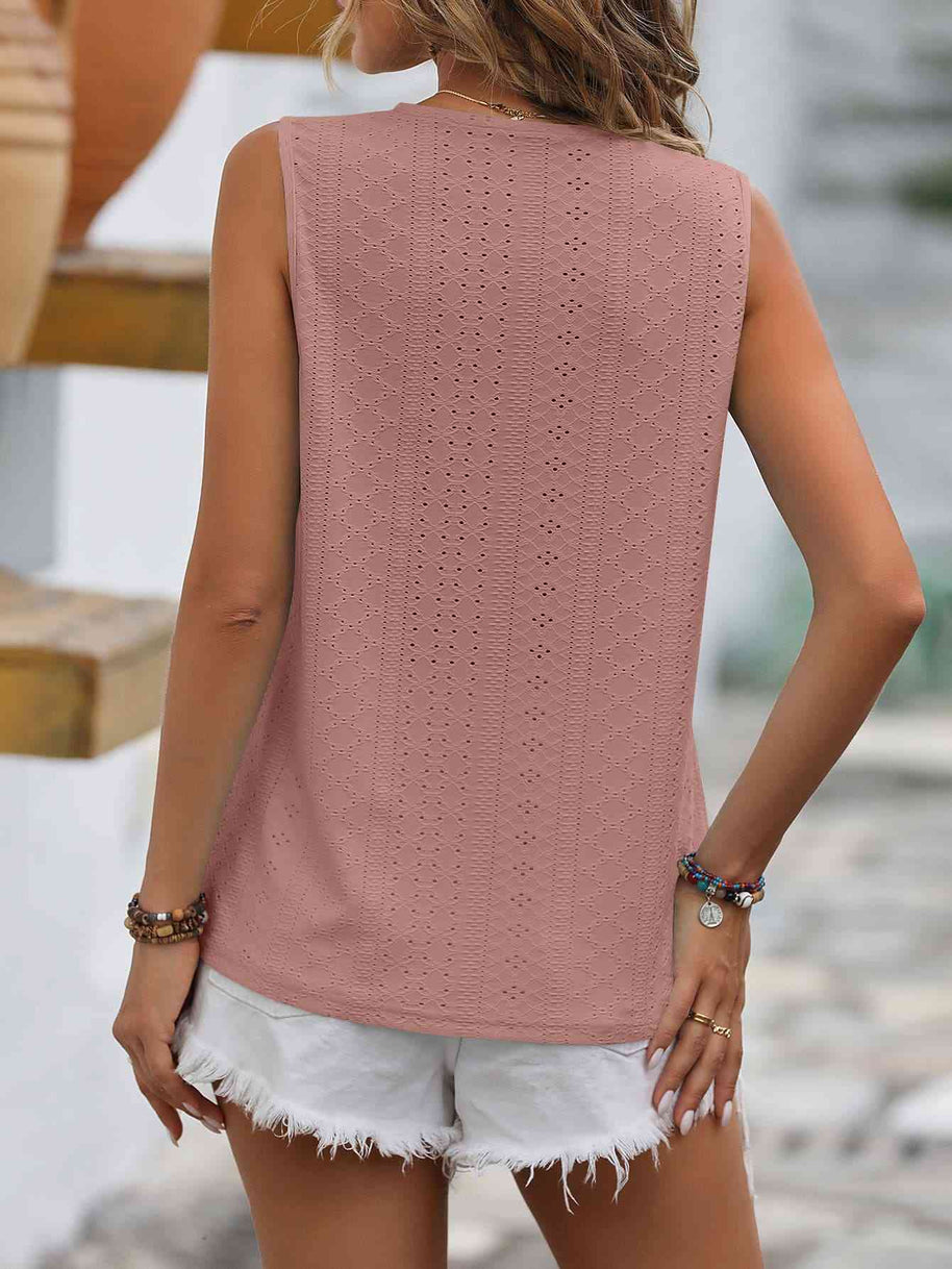 WW | Gespaltene Spitze V-Ausschnitt Ärmelloses Shirt