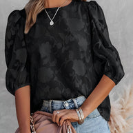 WW | Elegante Bluse mit Puffärmeln und Blumenmuster