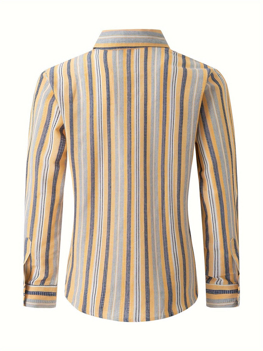 WW | Gestreiftes Baumwoll Leinen Herrenhemd für entspannte Looks