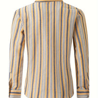 WW | Gestreiftes Baumwoll Leinen Herrenhemd für entspannte Looks