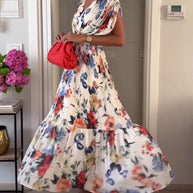 WW | Schöne Elegante Plissierte Kleid mit Blumenmuster