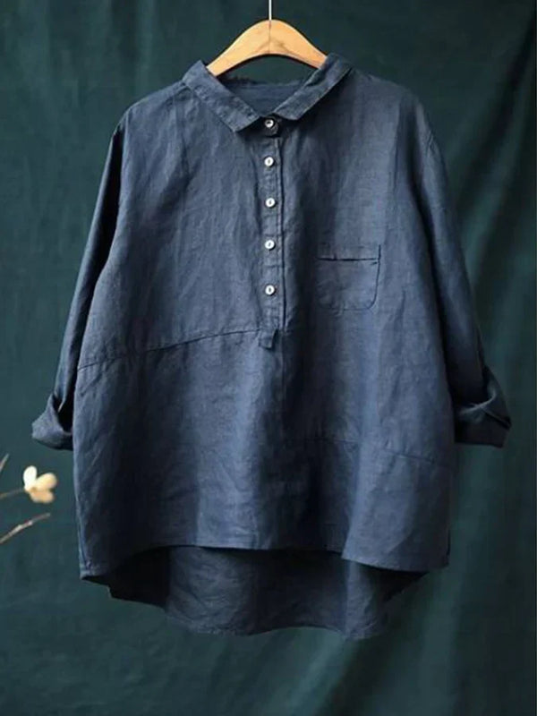 WW | Damen Leinen Langarmshirt
