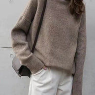 WW | Lässiger Strickjacke Rollkragenpullover für Damen