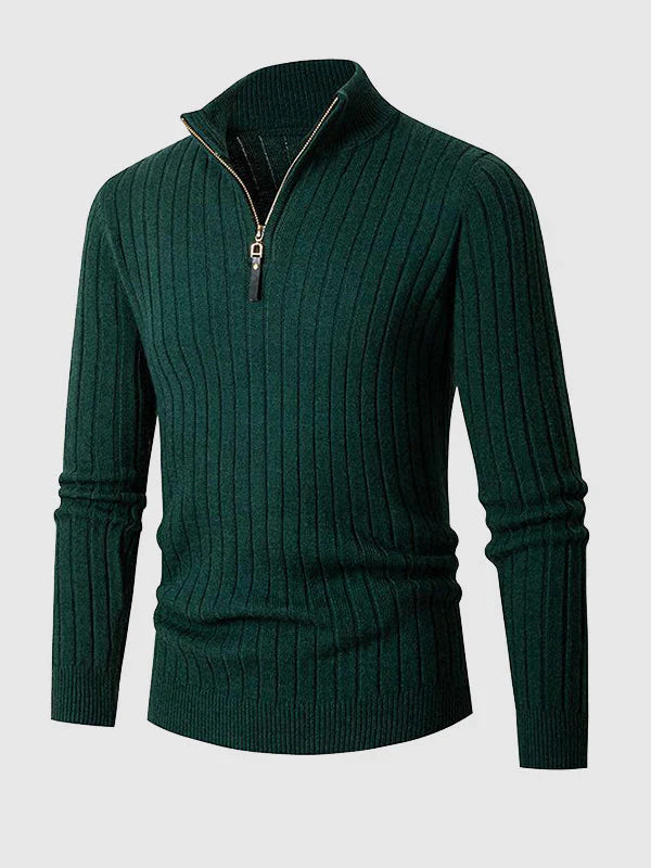 WW | Herren Freizeitpullover Mit Reißverschluss Aus Kabelstrick