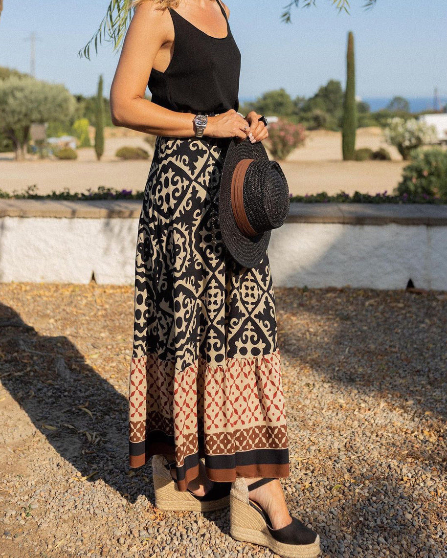 WW | Boho Lange Rock Mit Print