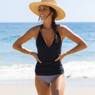 WW | V-Ausschnitt Bauchkontrolle Streifen Druck Tankini Set