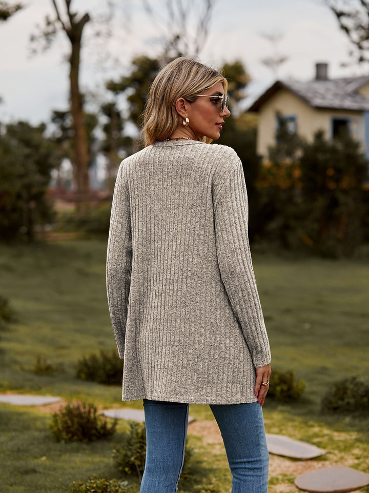W&W Mode Warmer Gerippter Baumwolle Strickcardigan Für Damen | Perfekt Für Lässige Tage