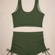 WW | Bikini Set Zwei Teile Einfarbig Boxershorts Schnürung