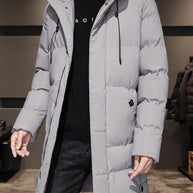 WW |  Schwarze Gepolsterte Lange Jacke Mit Kapuze Baumwoll Winterjacke Für Herren - Perfekt für Outdoor Aktivitäten