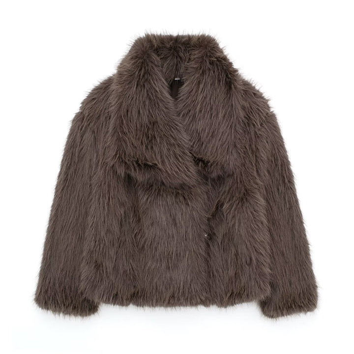 W&W Mode - Damen Herbst, Winter Pelz Mantel Imitation