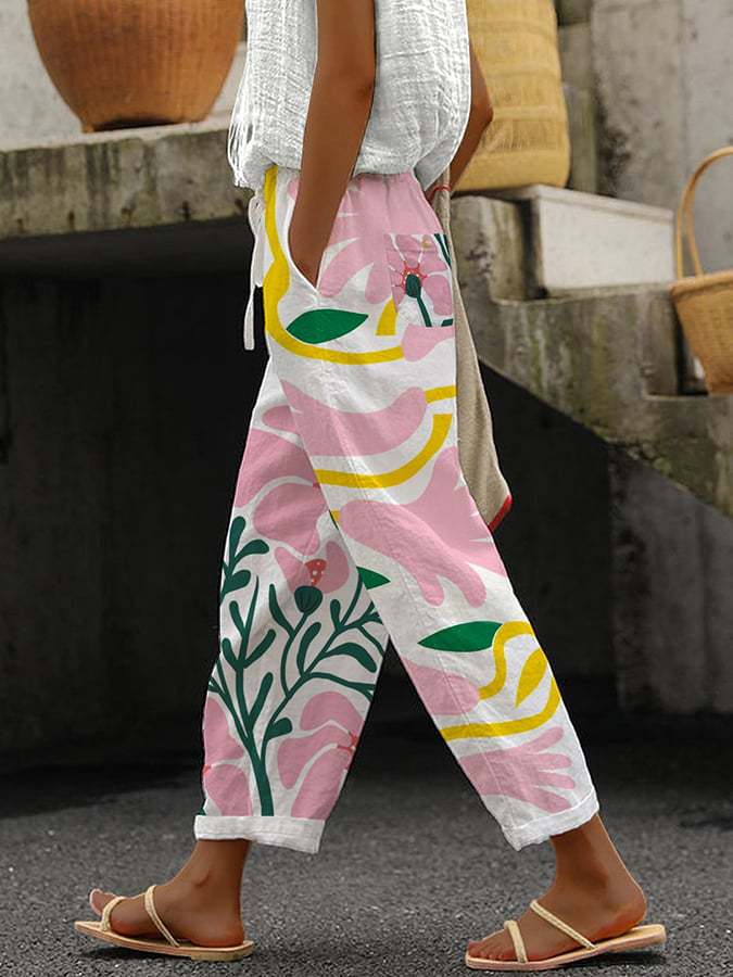 WW | Bequeme Weite Hose Mit Modernem Print Für Frauen
