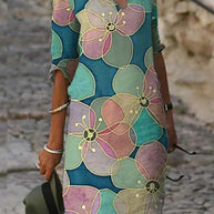 WW | Bedrucktes Midi-Kleid mit V-Ausschnitt