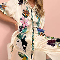 WW | Satin Zweiteiler Mit Blumen Jungle Print