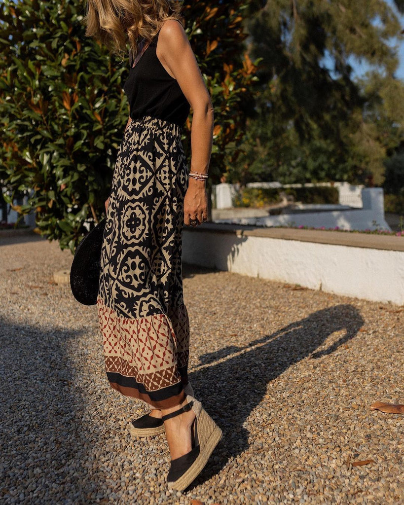 WW | Boho Lange Rock Mit Print