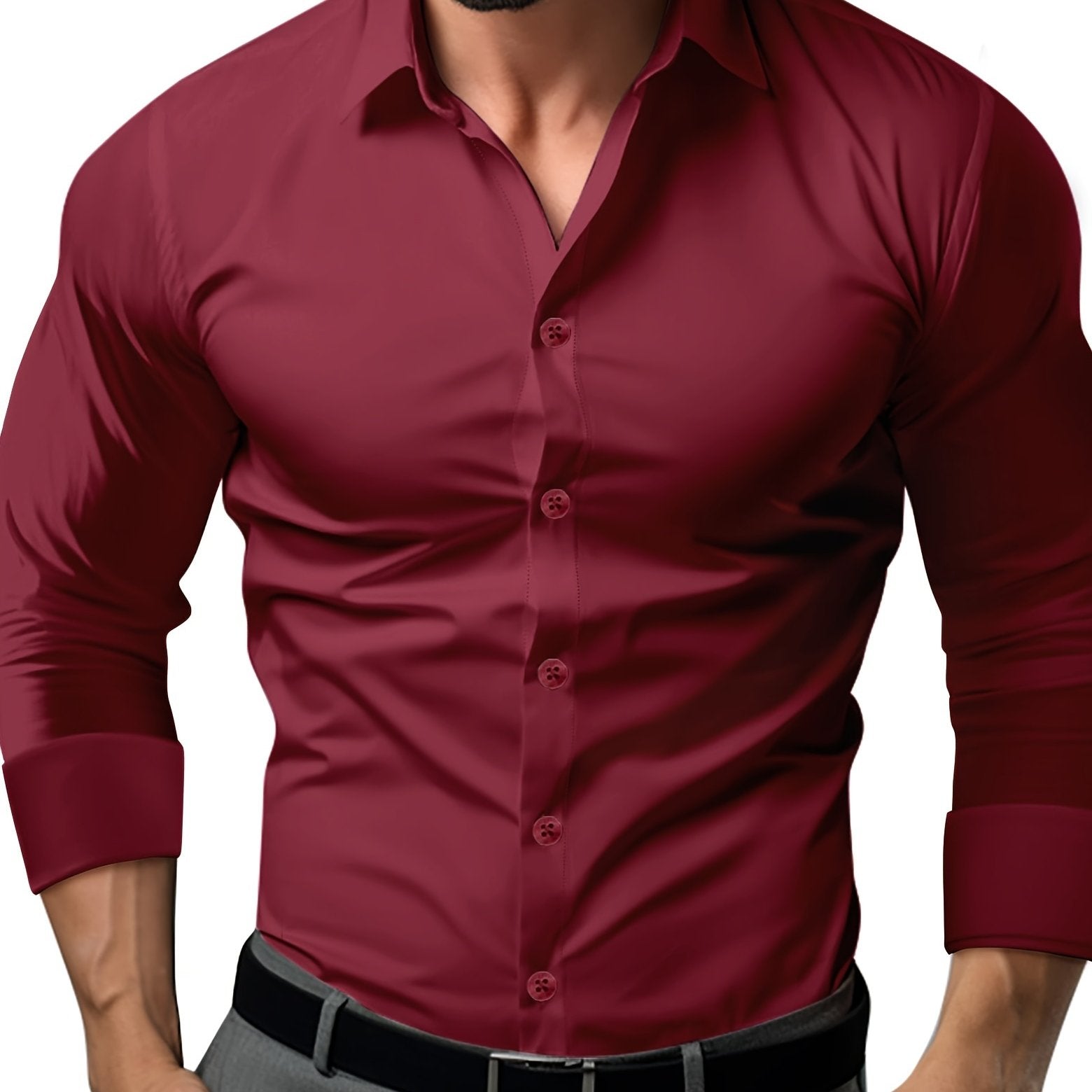 WW | Slim Fit Einfarbiges Baumwollhemd