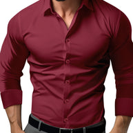 WW | Slim Fit Einfarbiges Baumwollhemd