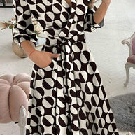 WW | Finde Dich Gut Bedrucktes Gürtel Hemd Midi Kleid
