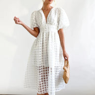 WW | Midikleid mit Puffärmeln