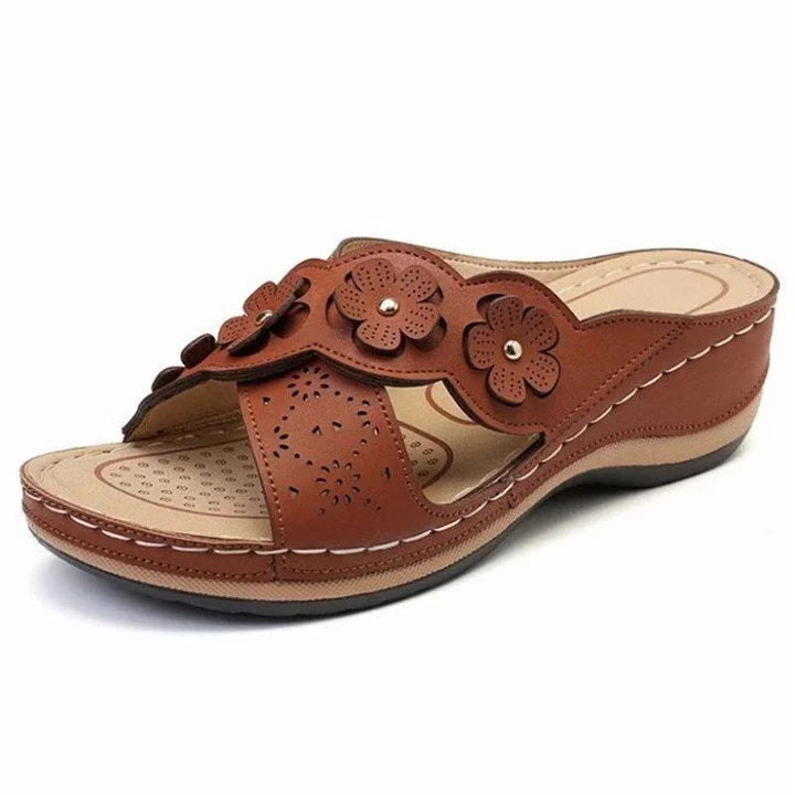 W&W Mode | Orthopädische Damen Sandale Mit Blumenmuster