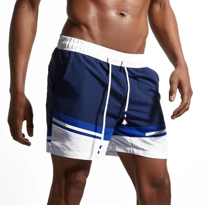 W&W Mode | Schnell Trocknende Badeshorts für Männer mit Farbblock-Patchwork