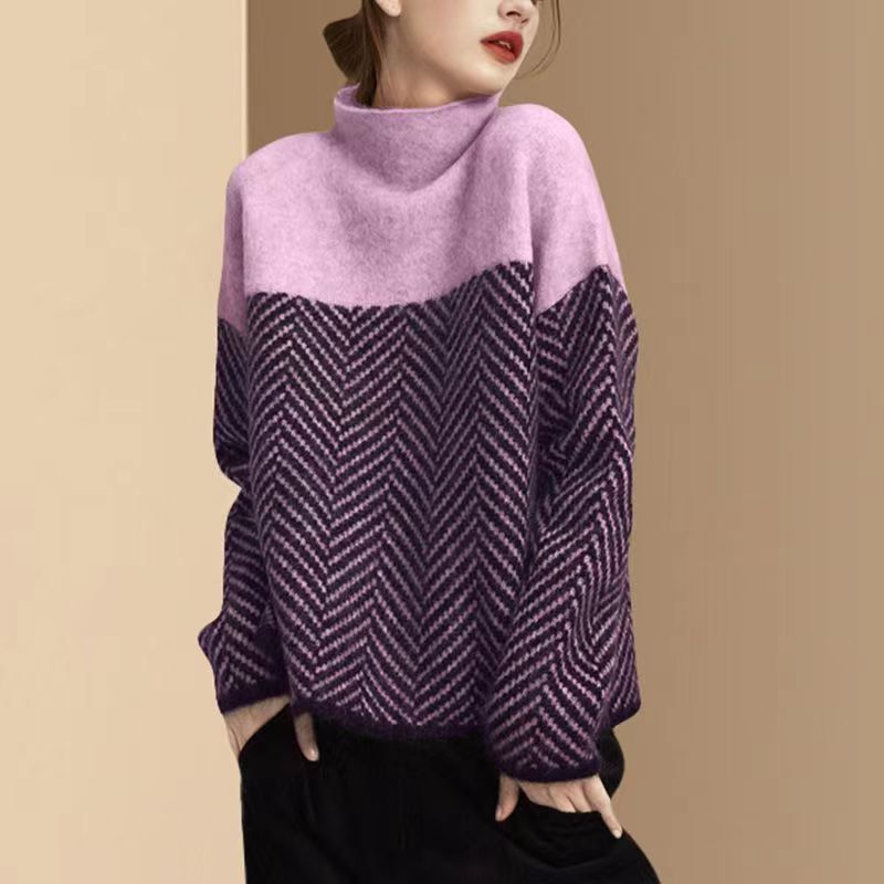 WW | Damen Rollkragenpullover mit Zweifarbdesign