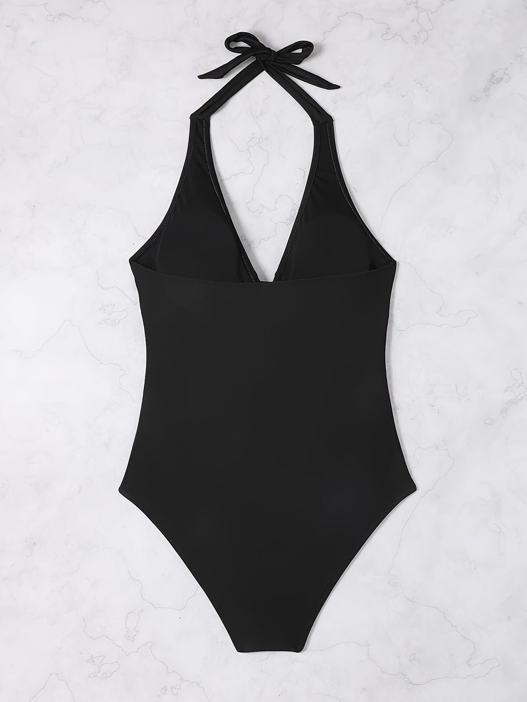 W&W Mode Neckholder-Badeanzug mit V-Ausschnitt und Aufdruck