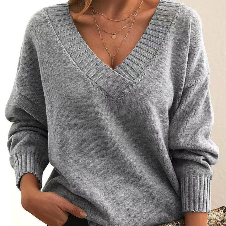 W&W Mode | Winterpullover mit V Ausschnitt für Damen