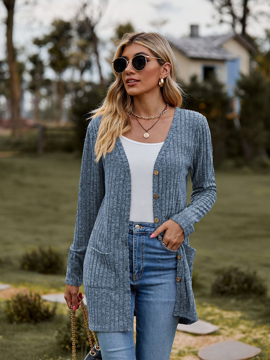 WW Warmer Gerippter Baumwolle Strickcardigan Für Damen | Perfekt Für Lässige Tage