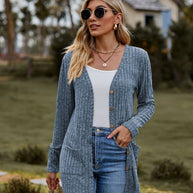 WW Warmer Gerippter Baumwolle Strickcardigan Für Damen | Perfekt Für Lässige Tage