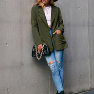 WW | Corduroy Langarm Longline Blazer mit Taschen