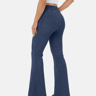 Jeans mit hohem Bund und Crossover-Muster