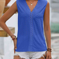 WW | Gespaltene Spitze V-Ausschnitt Ärmelloses Shirt