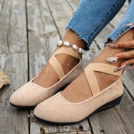 WW | Einfache Damen Ballerinas Aus Atmungsaktivem Samt