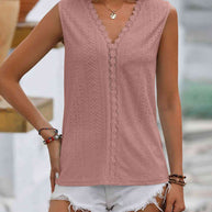 WW | Gespaltene Spitze V-Ausschnitt Ärmelloses Shirt