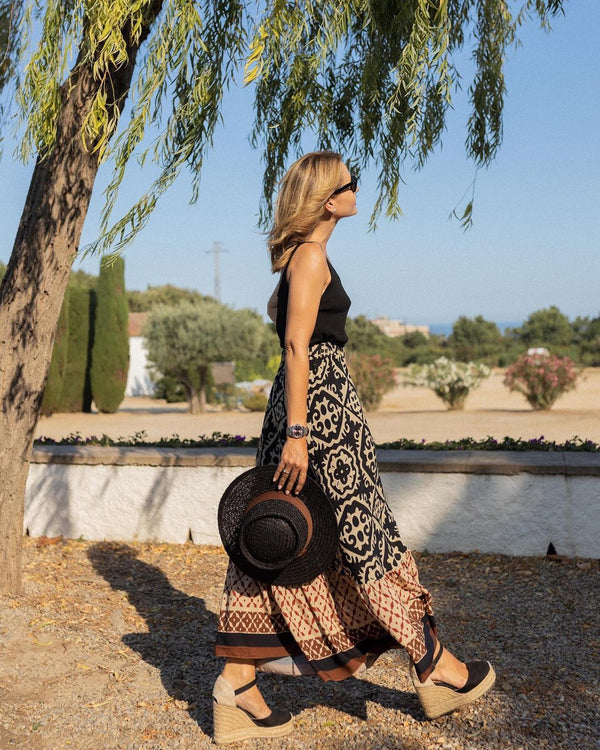 WW | Boho Lange Rock Mit Print