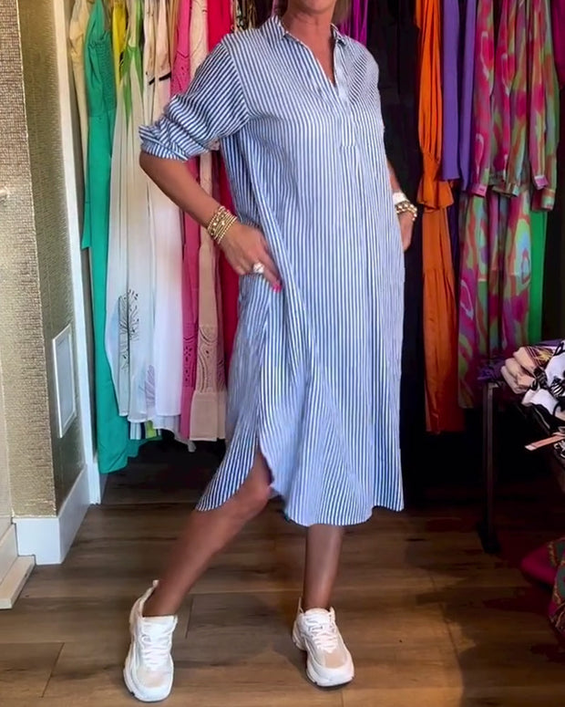 WW | Gestreiftes Hemdkleid In Lässiger Passform