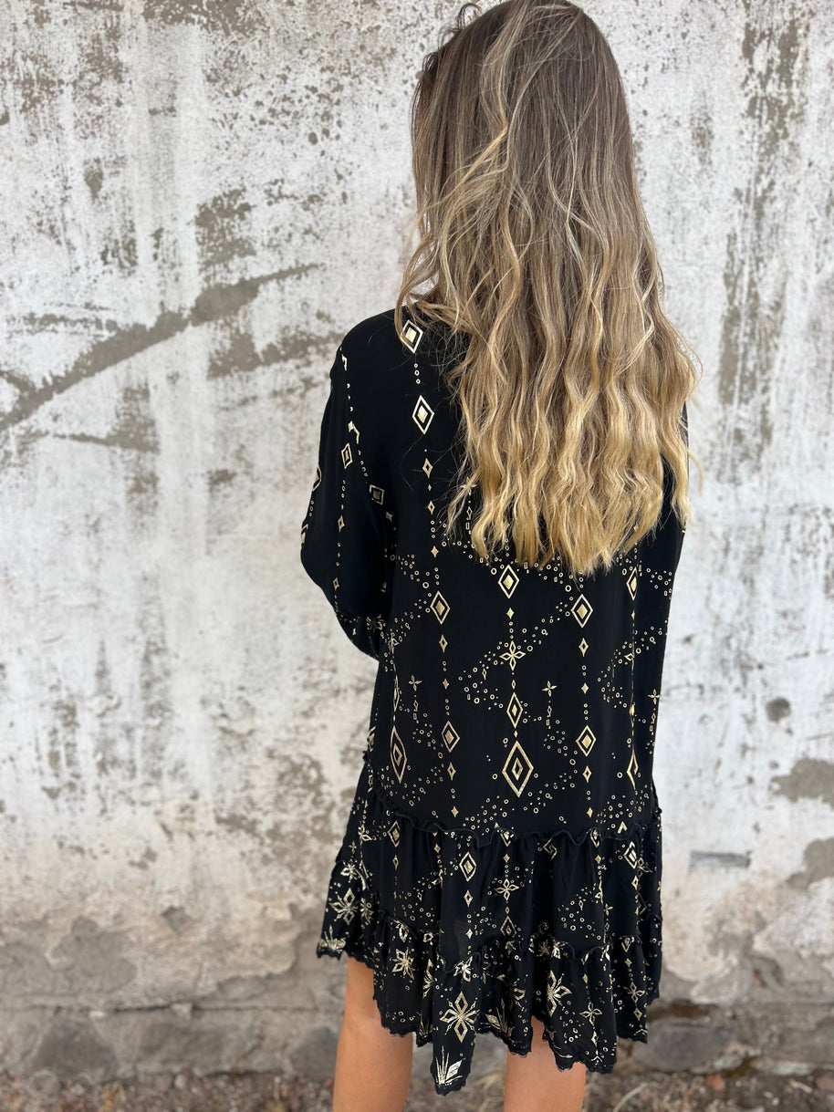 WW | Boho Metallic Hemdkleid