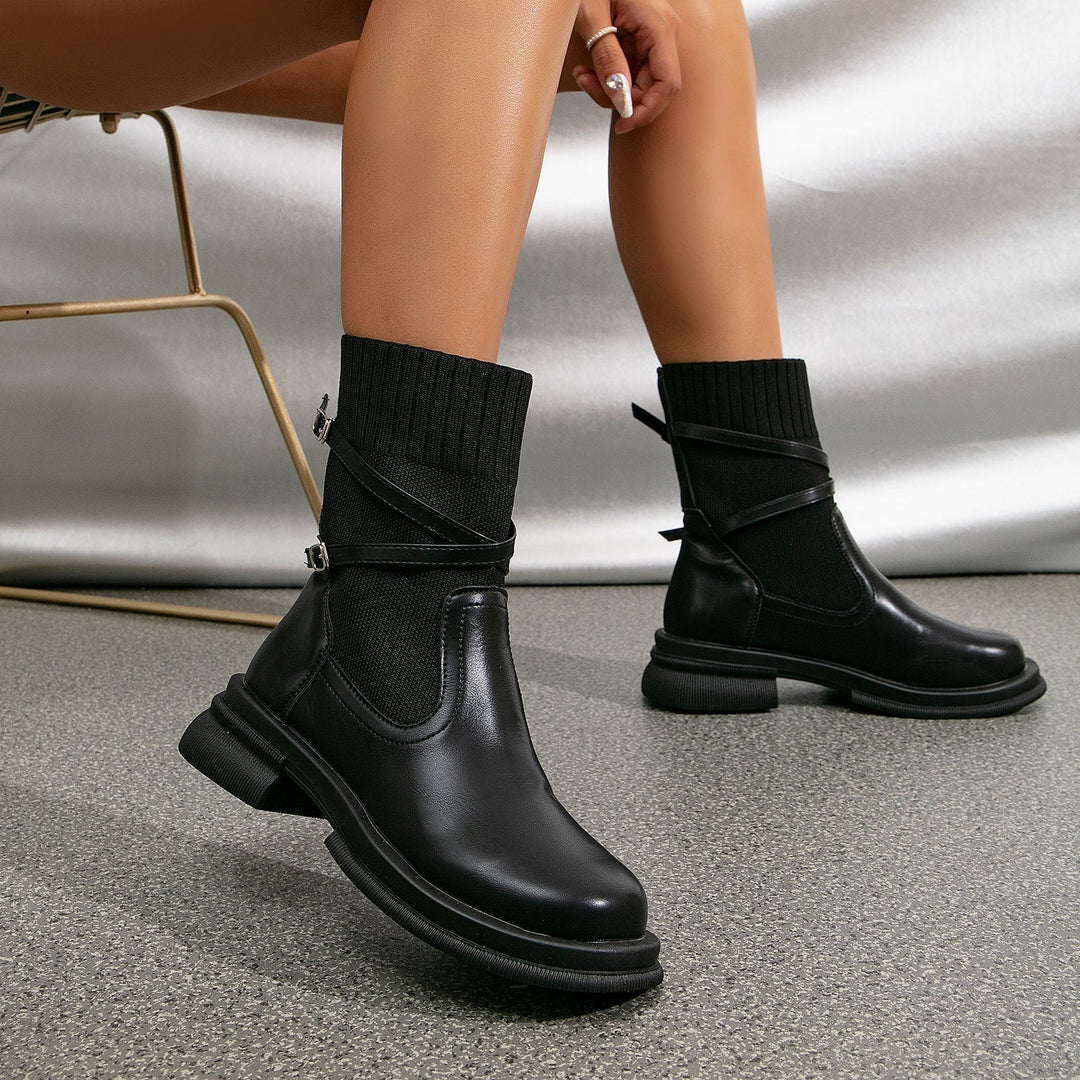 Braune Damen-Ankle-Boots mit Wickelriemen und hohem Absatz