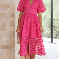 WW | Puffärmel Midi-Kleid