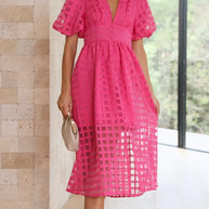 WW | Puffärmel Midi-Kleid