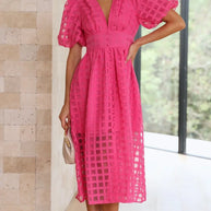 WW | Puffärmel Midi-Kleid